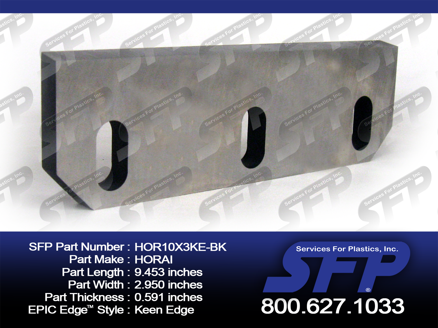 Horai Granulator Knives HOR10X3 Services For Plastics, Inc.